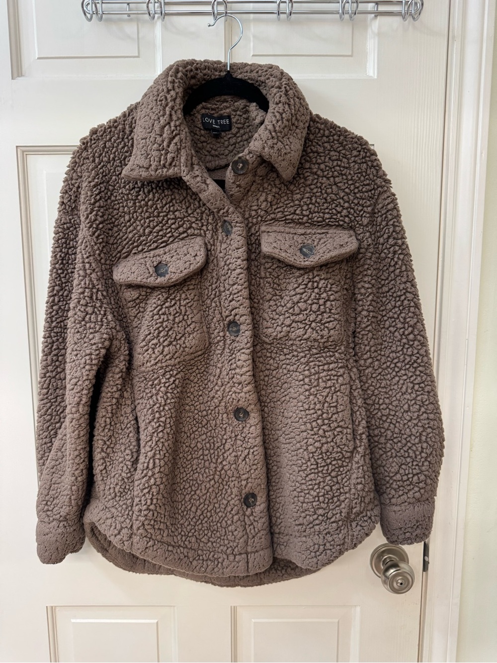 Love Tree Taupe Sherpa Jacket